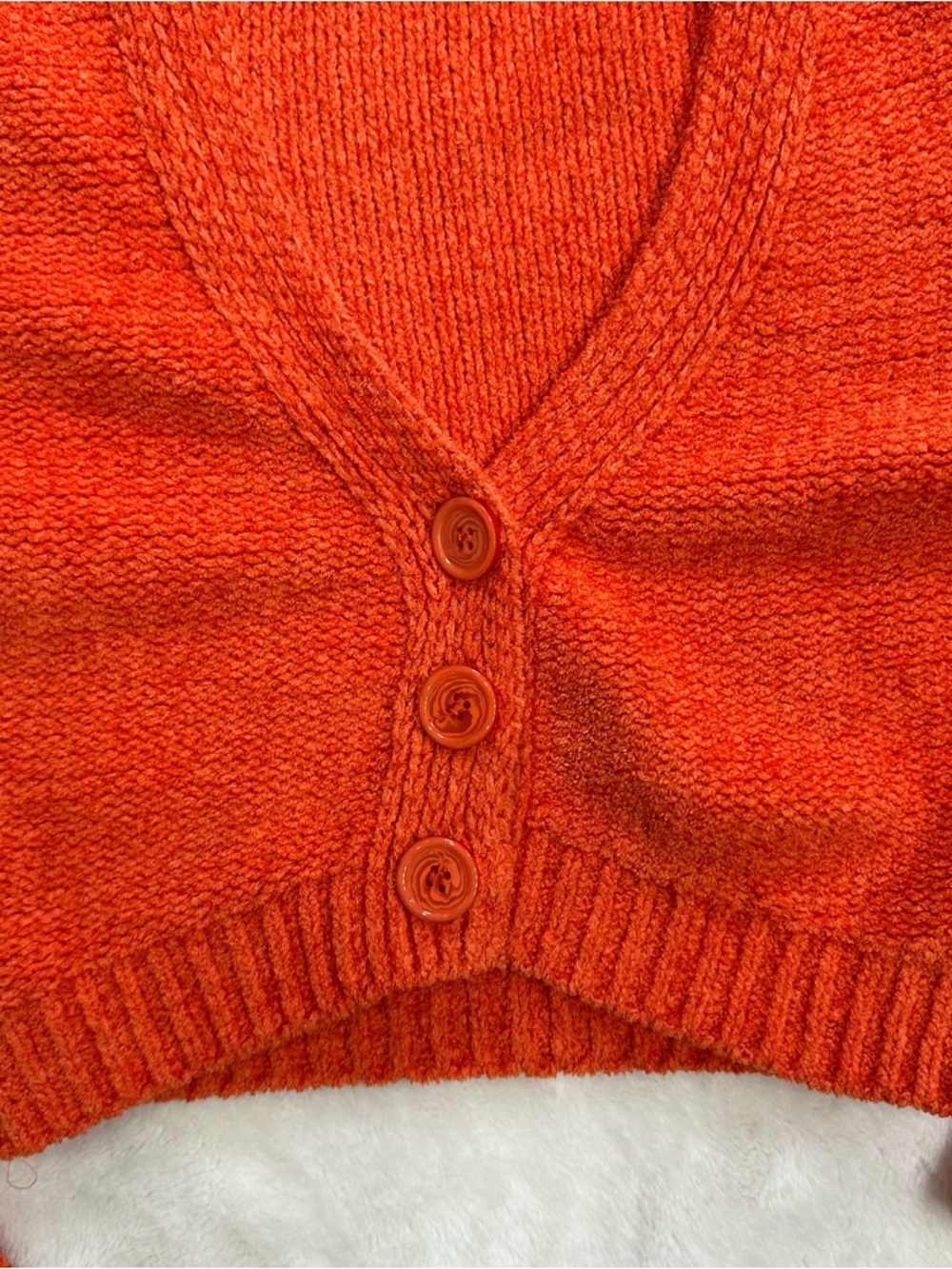 Urban Outfitters Dina Cropped Cardigan Size Medium Orange - Picture 3 of 6